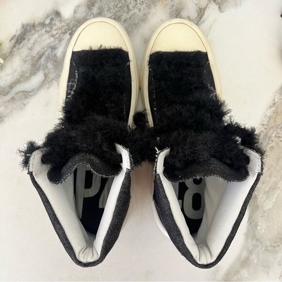 P448 Rail Dark Destructed Denim Hi-Top Sneakers in Black Size 7 NEW - Picture 9 of 14